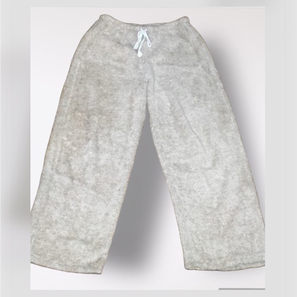 Sleep Zenista Wide Leg Tan Fuzzy Drawstring Pajama Pants Loungewear Large - Picture 1 of 8